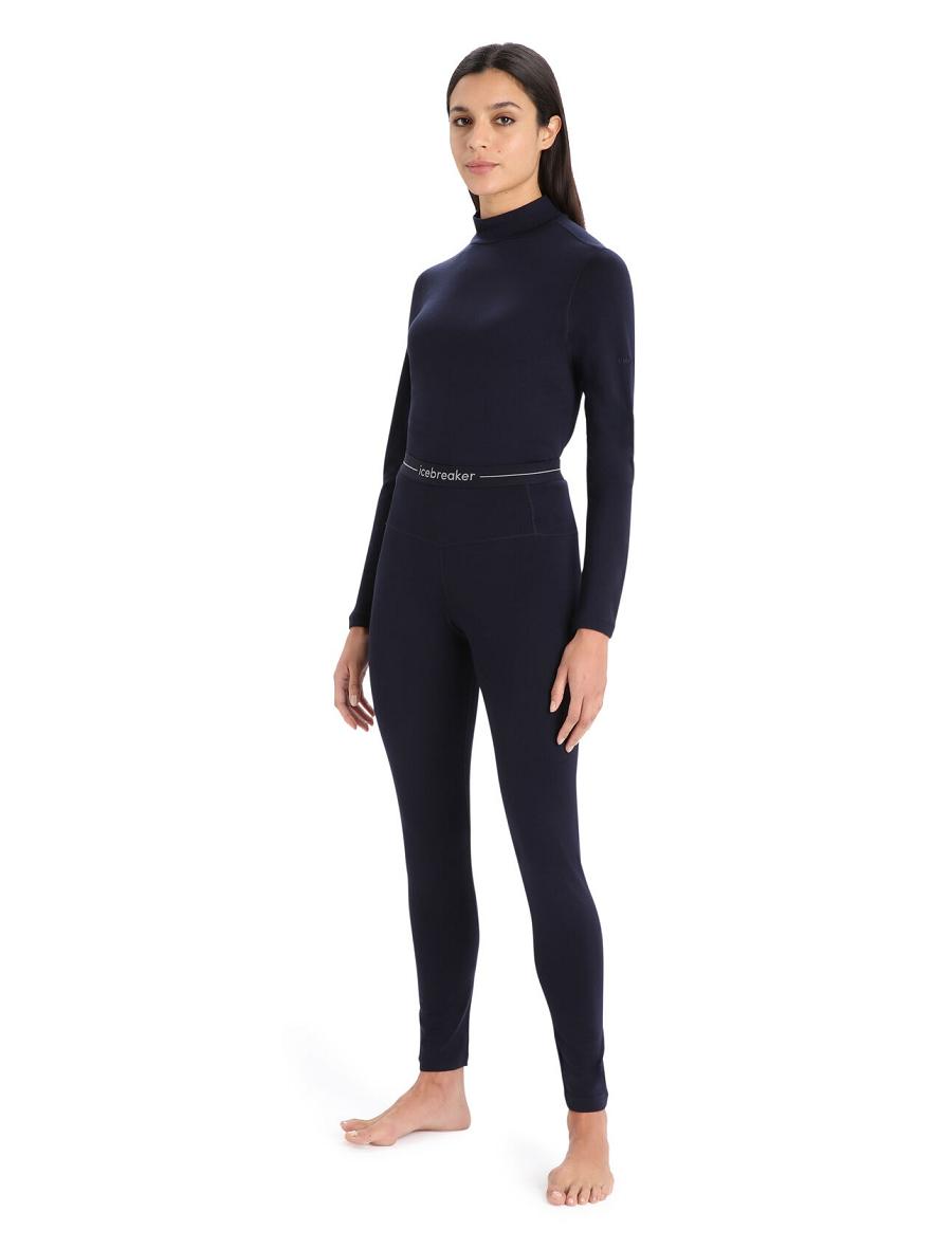 Women's Icebreaker Merino 260 Tech High Rise Leggings Base Layers Midnight Navy | CA 1096SGLO